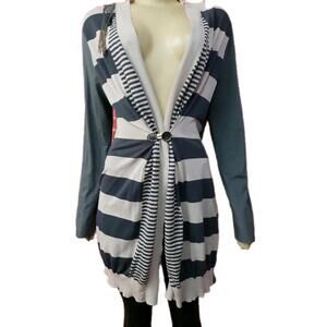 Lorena Antoniazzi Womens Silk One Button Cardigan Sweater Gray Sz XL NEW # C